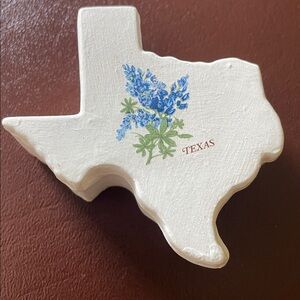 VTG Miniature Trinket Box, Texas Shape, Bluebonnet State Flower